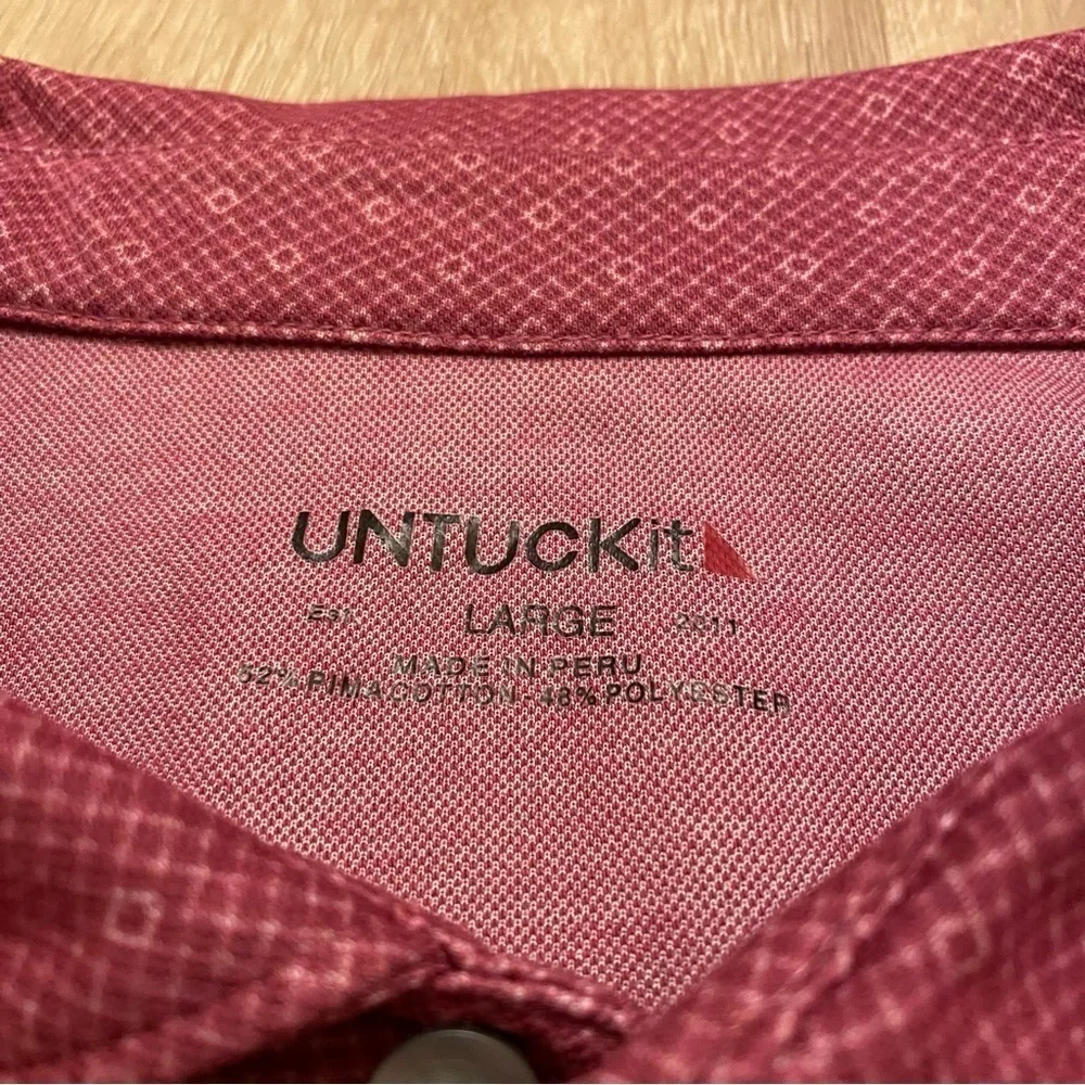 UNTUCKit Shirt Large Polo Mauve Pima Cotton Beaux Lattice